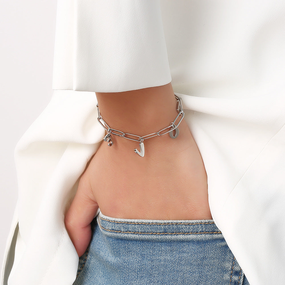 Wholesale Titanium Steel Love Letter Bracelet